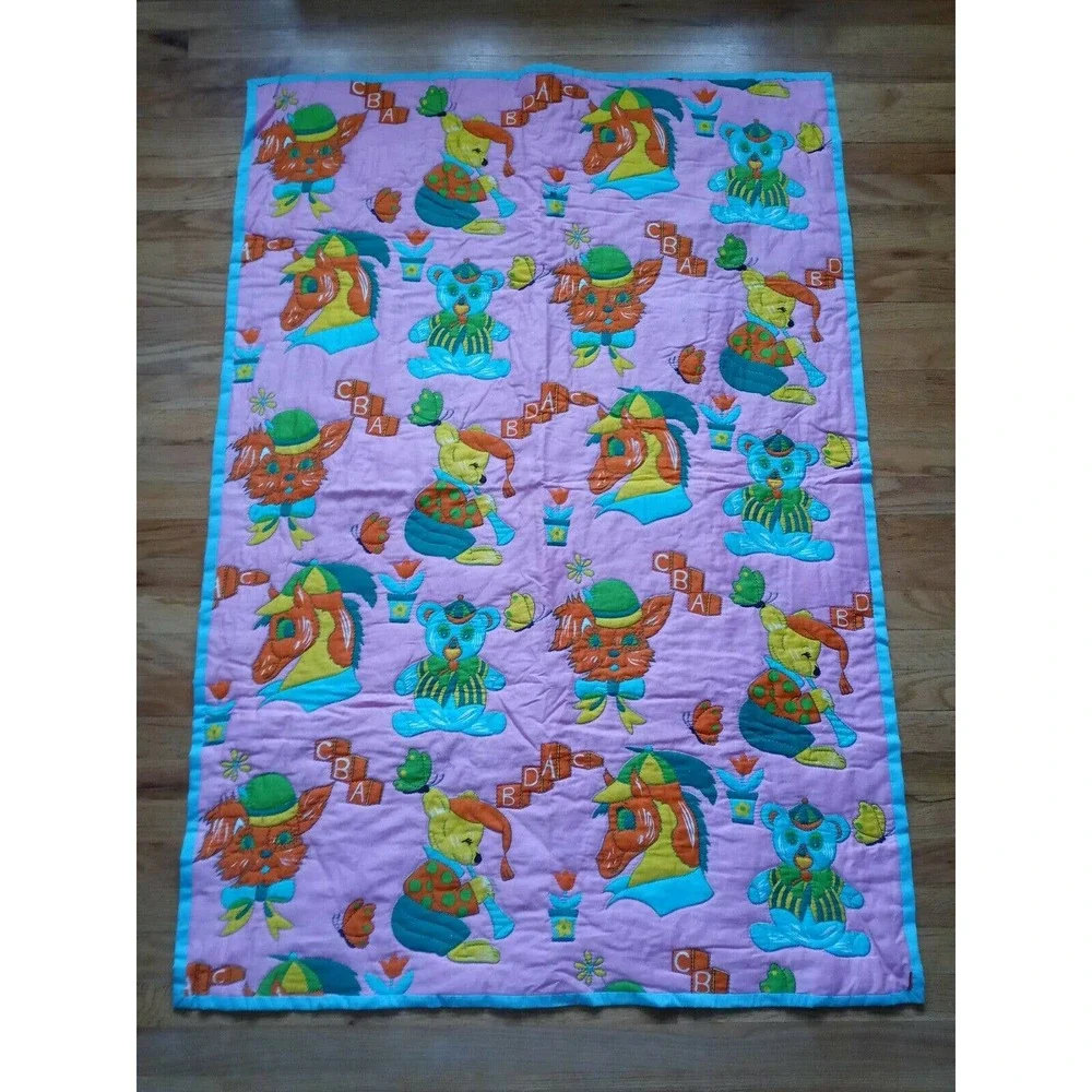 Handmade Animal Friends Retro 70s Baby Blanket‎